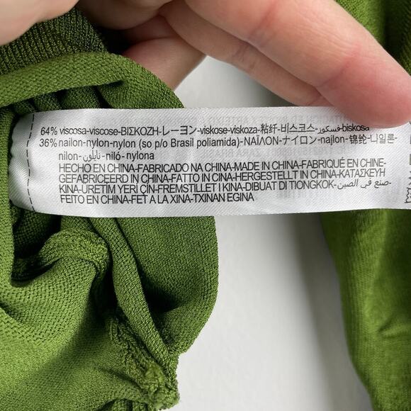 Zara Green Long Sleeved Ruched Crop Top - Size S - Picture 6 of 7